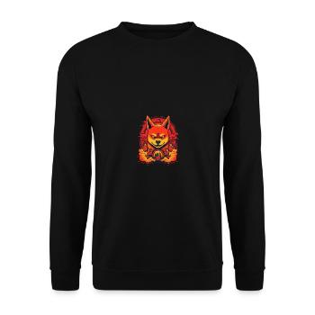 japanisch Hund Shiba Inu Teufel Bösewicht Hölle - Unisex Pullover - Schwarz - Vorne - Alina (178cm) & Michal (187cm)