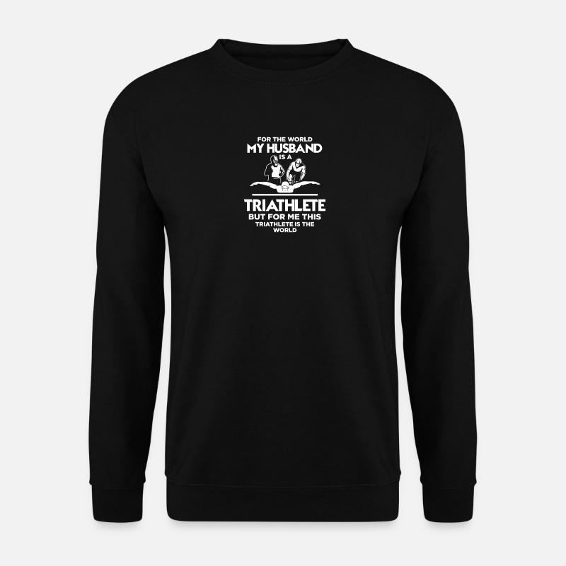 Triathlon Frau Triathletin Geschenk · Mein Ehemann - Unisex Pullover - Schwarz