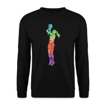 Basketballerin Dunking Damen Basketball Mädchen - Unisex Pullover - Schwarz - Vorne - Alina (178cm) & Michal (187cm)