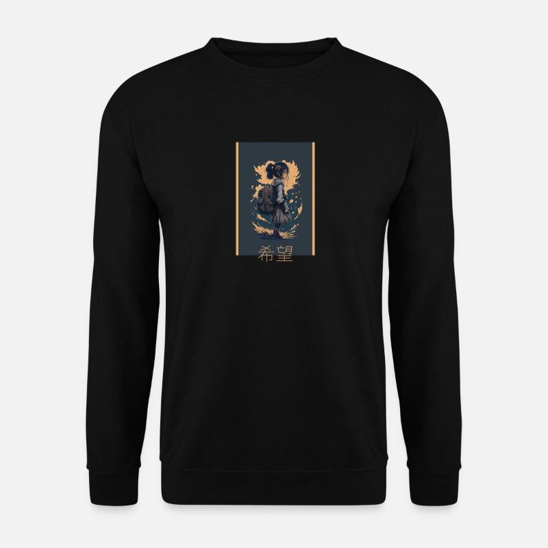 Anime Mädchen mit Rucksack - Hoffnung - Unisex Pullover - Schwarz