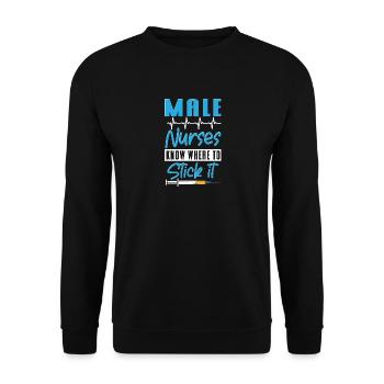 Wissen, wo es hingehört Krankenpfleger - Unisex Pullover - Schwarz - Vorne - Alina (178cm) & Michal (187cm)