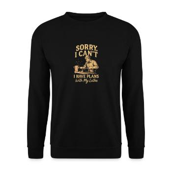 Sorry, ich kann nicht, ich habe Pläne mit meiner - Unisex Pullover - Schwarz - Vorne - Alina (178cm) & Michal (187cm)