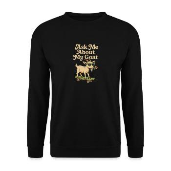 Fragen Sie mich nach meiner Ziege - Unisex Pullover - Schwarz - Vorne - Alina (178cm) & Michal (187cm)