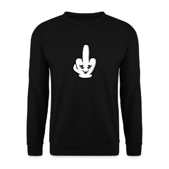 Kawaii Mittelfinger - Unisex Pullover - Schwarz - Vorne - Alina (178cm) & Michal (187cm)
