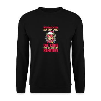 Weihnachtsmann Traktor Weihnachtsfest Bauer Landwi - Unisex Pullover - Schwarz - Vorne - Alina (178cm) & Michal (187cm)