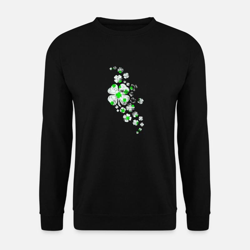 Vintage Kleeblätter Glücksbringer Retro - Unisex Pullover - Schwarz