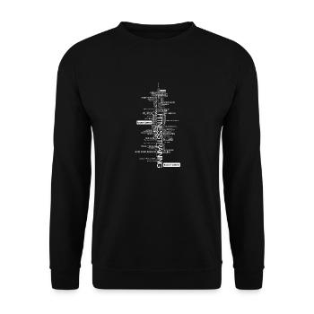 "Alles über Fitness" Motiv weiß - Unisex Pullover - Schwarz - Vorne - Alina (178cm) & Michal (187cm)