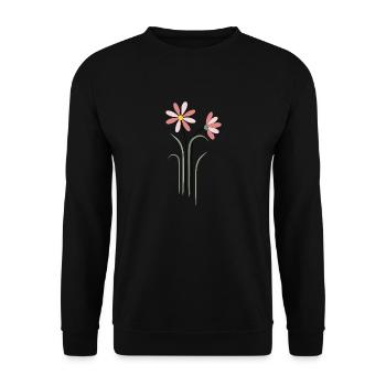 Bunte Blumen - Unisex Pullover - Schwarz - Vorne - Alina (178cm) & Michal (187cm)