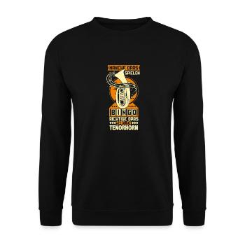 Opa Tenorhorn Geschenk für Tenorhornist - Unisex Pullover - Schwarz - Vorne - Alina (178cm) & Michal (187cm)