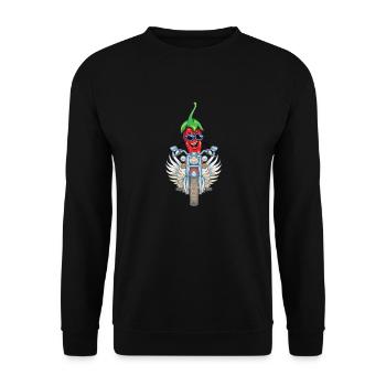 Chilli on bike - Unisex Pullover - Schwarz - Vorne - Alina (178cm) & Michal (187cm)