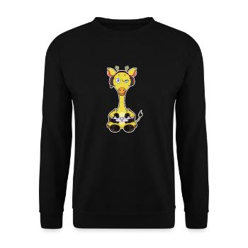 Giraffe With Gaming Controller I Funny Gaming I - Unisex Pullover - Schwarz - Vorne - Alina (178cm) & Michal (187cm)