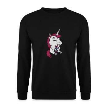 Getränk Boba Tee Einhorn - Unisex Pullover - Schwarz - Vorne - Alina (178cm) & Michal (187cm)