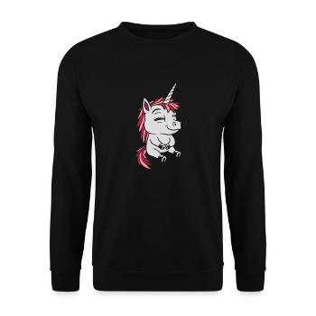 Comic little seated unicorn - Unisex Sweatshirt - black - Front - Alina (178cm) & Michal (187cm)