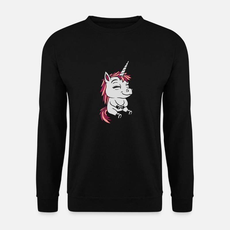 Comic kleines sitzendes Einhorn - Unisex Pullover - Schwarz