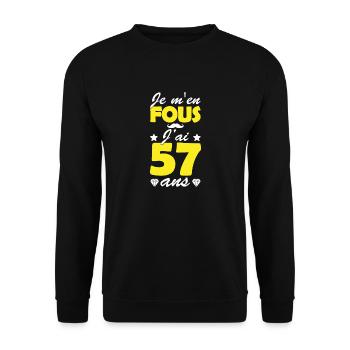 j ai 57 ans / cadeau humour anniversaire 57 ans - Sweat-shirt Unisexe - noir - Devant - Alina (178cm) & Michal (187cm)