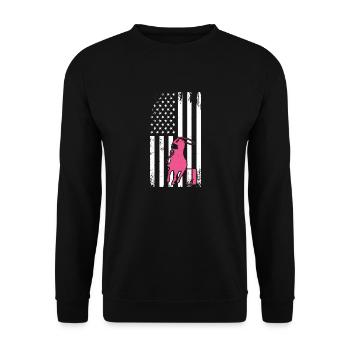 Drapeau américain Western Barrel Horse Barrel Racing - Sweat-shirt Unisexe - noir - Devant - Alina (178cm) & Michal (187cm)