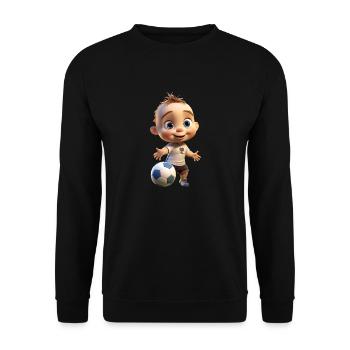 Fussballer Junge - Unisex Pullover - Schwarz - Vorne - Alina (178cm) & Michal (187cm)