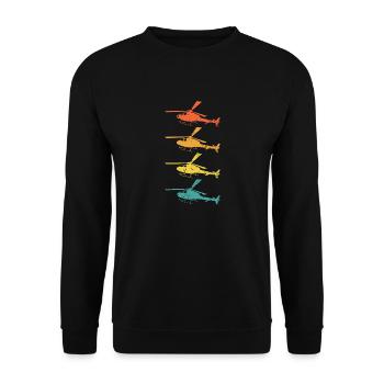 Cadeau Hélicoptère Rétro - Sweat-shirt Unisexe - noir - Devant - Alina (178cm) & Michal (187cm)