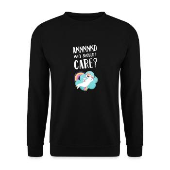 Annnnnd Pourquoi devrais-je m’intéresser à la licorne - Sweat-shirt Unisexe - noir - Devant - Alina (178cm) & Michal (187cm)