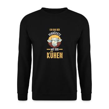 Kuh Bauernhof Kuhbauer Landwirt Rind Kühe - Unisex Pullover - Schwarz - Vorne - Alina (178cm) & Michal (187cm)