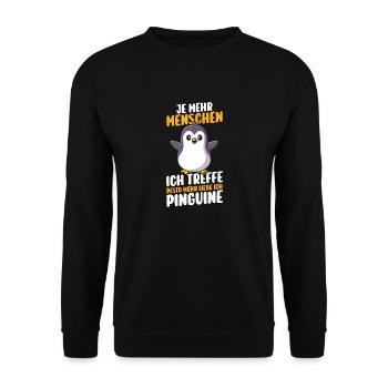 Pinguin - Unisex Pullover - Schwarz - Vorne - Alina (178cm) & Michal (187cm)