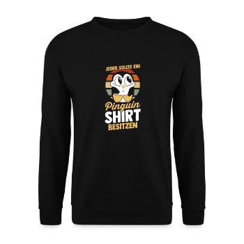 Pinguin - Unisex Pullover - Schwarz - Vorne - Alina (178cm) & Michal (187cm)