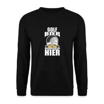 Funny saying: Golf beer, that's why I'm here - Unisex Sweatshirt - black - Front - Alina (178cm) & Michal (187cm)