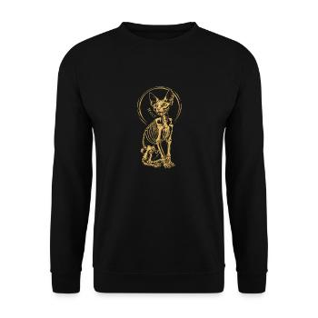 chat sphinx squelette tatouage - Sweat-shirt Unisexe - noir - Devant - Alina (178cm) & Michal (187cm)