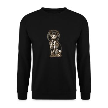 chat sphinx squelette tatouage - Sweat-shirt Unisexe - noir - Devant - Alina (178cm) & Michal (187cm)