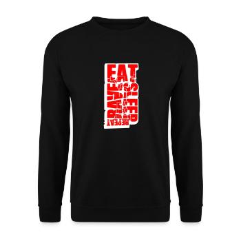 Eat Sleep Rave Repeat Essen Schlafen Raven Spruch - Unisex Pullover - Schwarz - Vorne - Alina (178cm) & Michal (187cm)