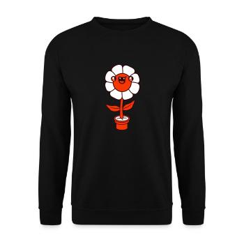 Little Funny Happy Flower Face Flower Pot - Unisex Sweatshirt - black - Front - Alina (178cm) & Michal (187cm)