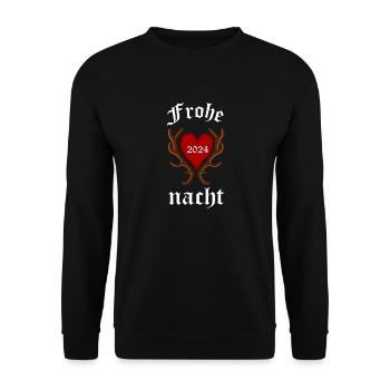 Weihnachten 2024 Jäger Jägerin Geweih - Unisex Pullover - Schwarz - Vorne - Alina (178cm) & Michal (187cm)