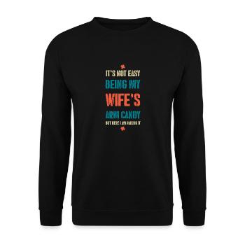 CE N’EST PAS FACILE D’ÊTRE LE BONBON DU BRAS DE MA FEMME - Sweat-shirt Unisexe - noir - Devant - Alina (178cm) & Michal (187cm)
