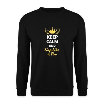 "Keep Calm and Nap Like a Pro" - Relax and lazy - Unisex Sweatshirt - black - Front - Alina (178cm) & Michal (187cm)