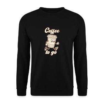 coffee to go Old School Cartoon Comic Wortwitz - Unisex Sweatshirt - black - Front - Alina (178cm) & Michal (187cm)