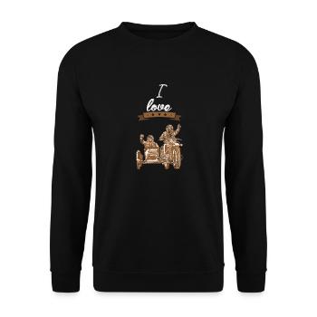 J'adore cadeau moto sidecar J'adore - Sweat-shirt Unisexe - noir - Devant - Alina (178cm) & Michal (187cm)