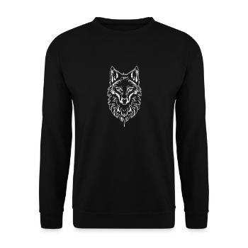 Wolf Wildtier Tier Wald Natur wandern Wildnis - Unisex Pullover - Schwarz - Vorne - Alina (178cm) & Michal (187cm)