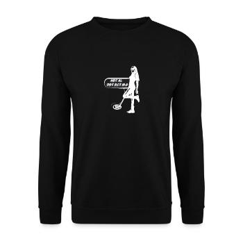 Sexy Schatzsucherin mit Metalldetektor - Unisex Pullover - Schwarz - Vorne - Alina (178cm) & Michal (187cm)