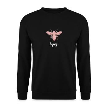 Pink Bee Happy Bee Be Happy - Unisex Sweatshirt - black - Front - Alina (178cm) & Michal (187cm)