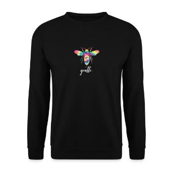 Tie Dye Bee Gentle Biene Be Gentle - Unisex Pullover - Schwarz - Vorne - Alina (178cm) & Michal (187cm)