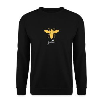 Gelb Bee Gentle Biene Be Gentle - Unisex Pullover - Schwarz - Vorne - Alina (178cm) & Michal (187cm)