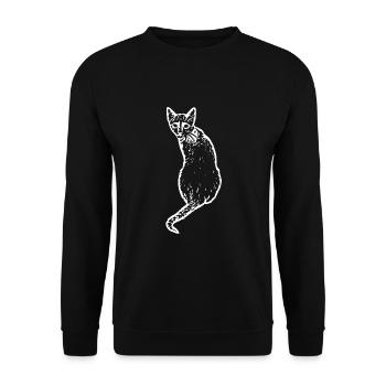 Cat White White Cats Kitten Cute - Unisex Sweatshirt - black - Front - Alina (178cm) & Michal (187cm)
