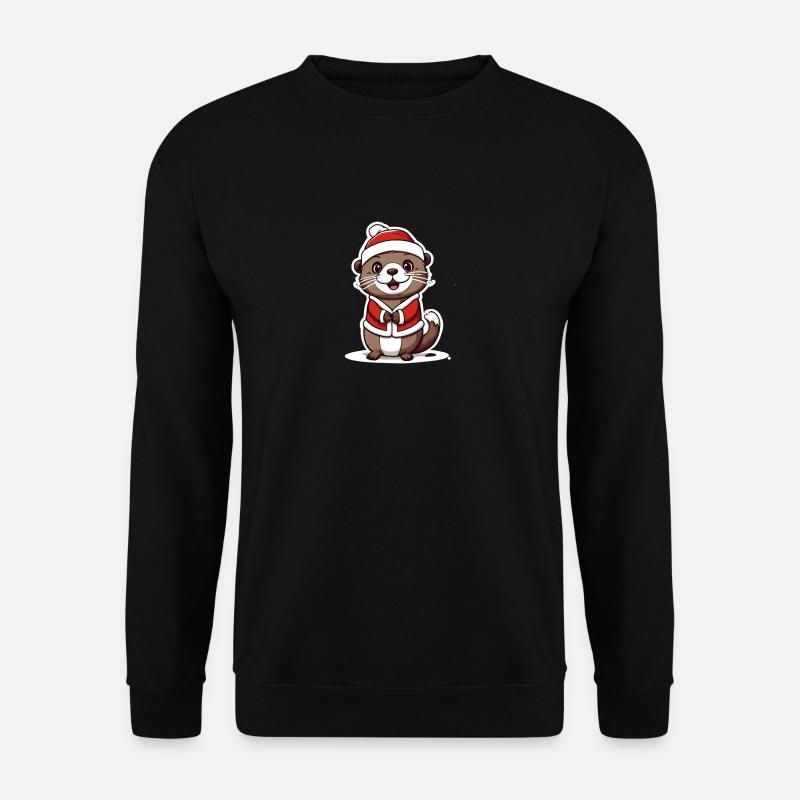 Santa Otter, Weihnachtsotter - Unisex Pullover - Schwarz