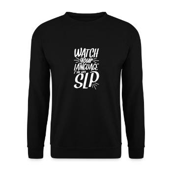 Orthophoniste Orthophonie Orthophonie - Sweat-shirt Unisexe - noir - Devant - Alina (178cm) & Michal (187cm)