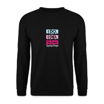 Witziges Scheidungsgeschenk Sarkastische Scheidung - Unisex Pullover - Schwarz - Vorne - Alina (178cm) & Michal (187cm)