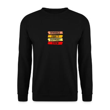 Witziges Scheidungsgeschenk Sarkastische Scheidung - Unisex Pullover - Schwarz - Vorne - Alina (178cm) & Michal (187cm)
