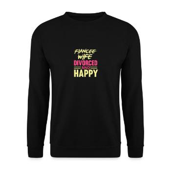 Witziges Scheidungsgeschenk Sarkastische Scheidung - Unisex Pullover - Schwarz - Vorne - Alina (178cm) & Michal (187cm)
