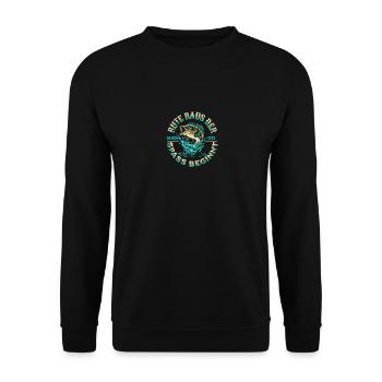 Rute Raus der Spass beginnt Angelrute Freunde - Unisex Pullover - Schwarz - Vorne - Alina (178cm) & Michal (187cm)