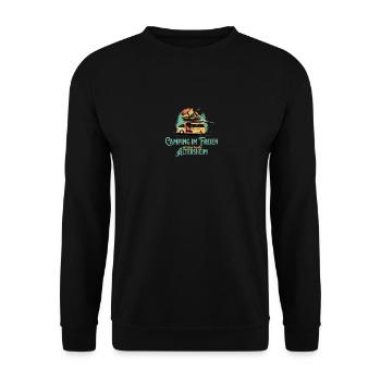 Camping Im Freien Ist Das Bessere Altersheim - Unisex Pullover - Schwarz - Vorne - Alina (178cm) & Michal (187cm)