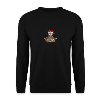 Christmas Animal Sloth Light Chain Beanie - Unisex Sweatshirt - black - Front - Alina (178cm) & Michal (187cm)